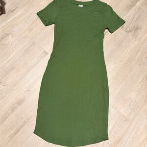 Ribbed Bodycon Midi Green Dress